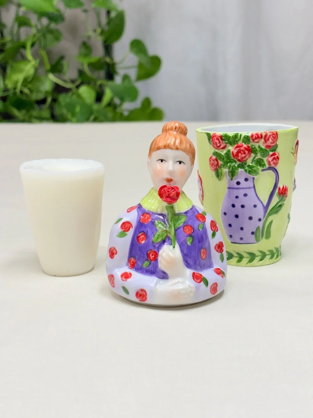 Vintage Villeroy & Boch French Gardeners “Marie” Figural Candle Jar